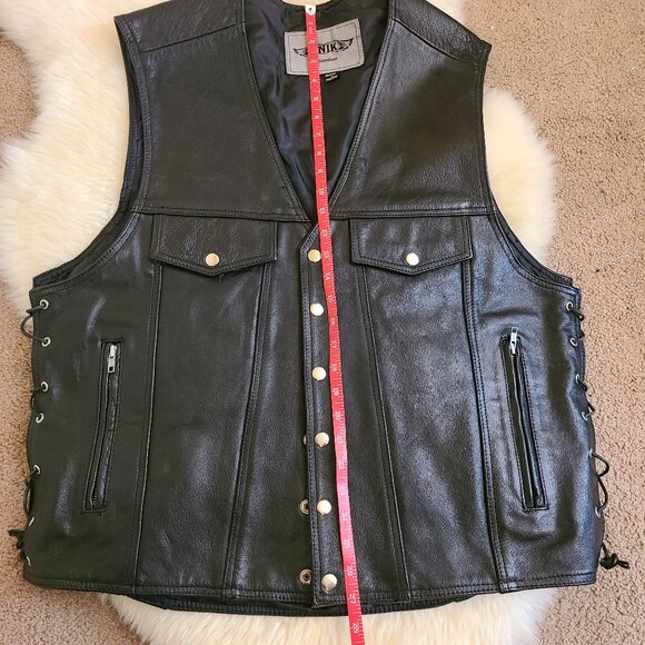 UNIK Premium Black Leather Biker Vest - Picture 12 of 13